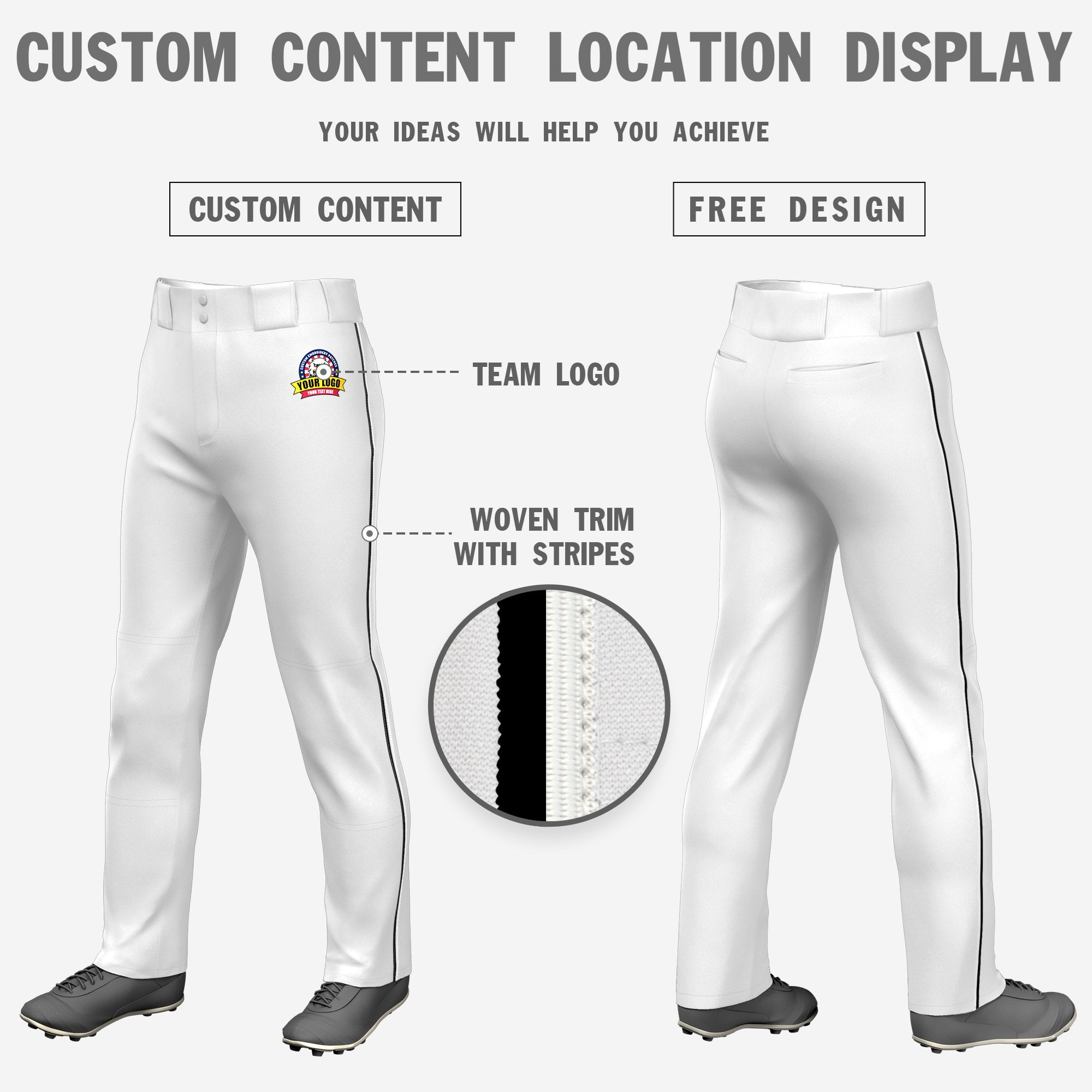 Custom White Black-White Classic Fit Stretch Practice Loose-fit Baseball