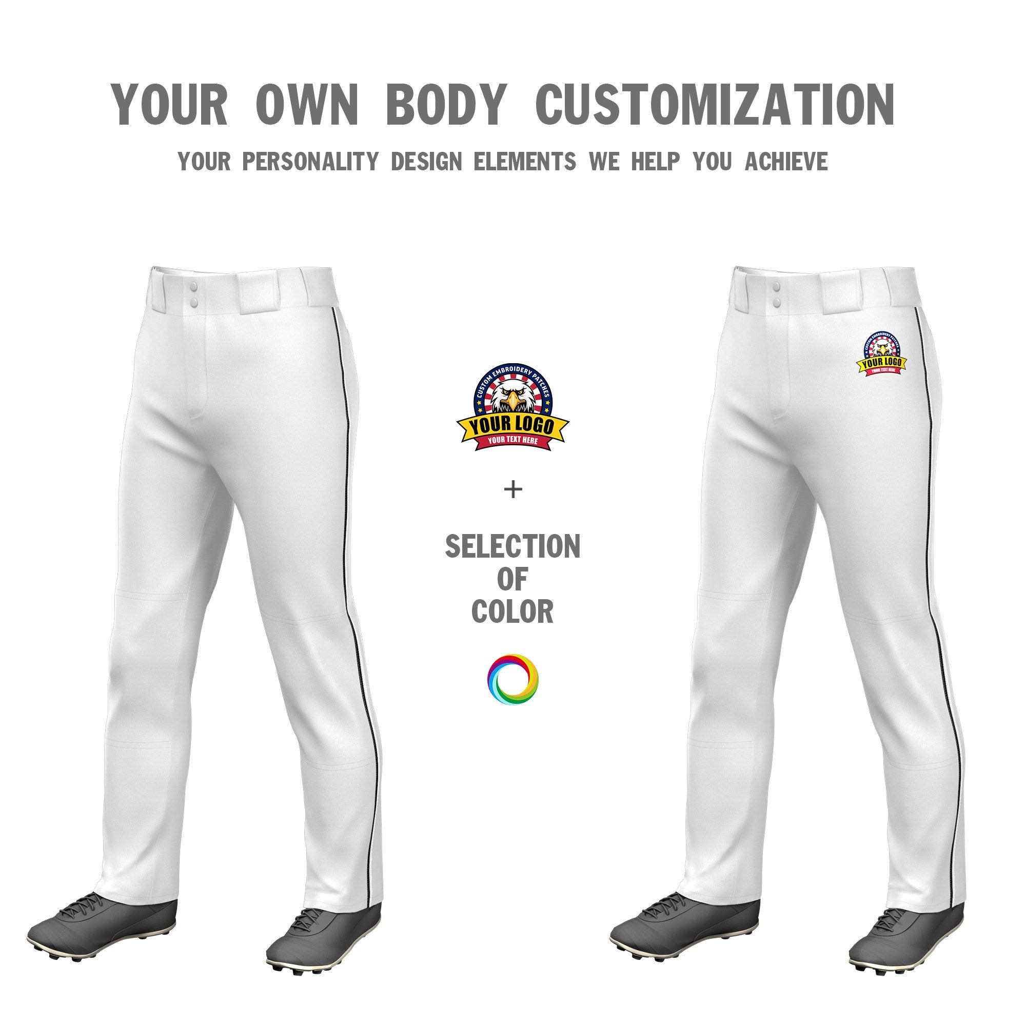 Custom White Black-White Classic Fit Stretch Practice Loose-fit Baseball