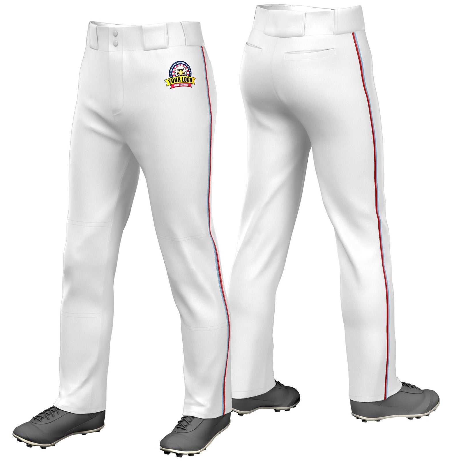 Custom White Light Blue-Red Classic Fit Stretch Practice Loose-fit Baseball