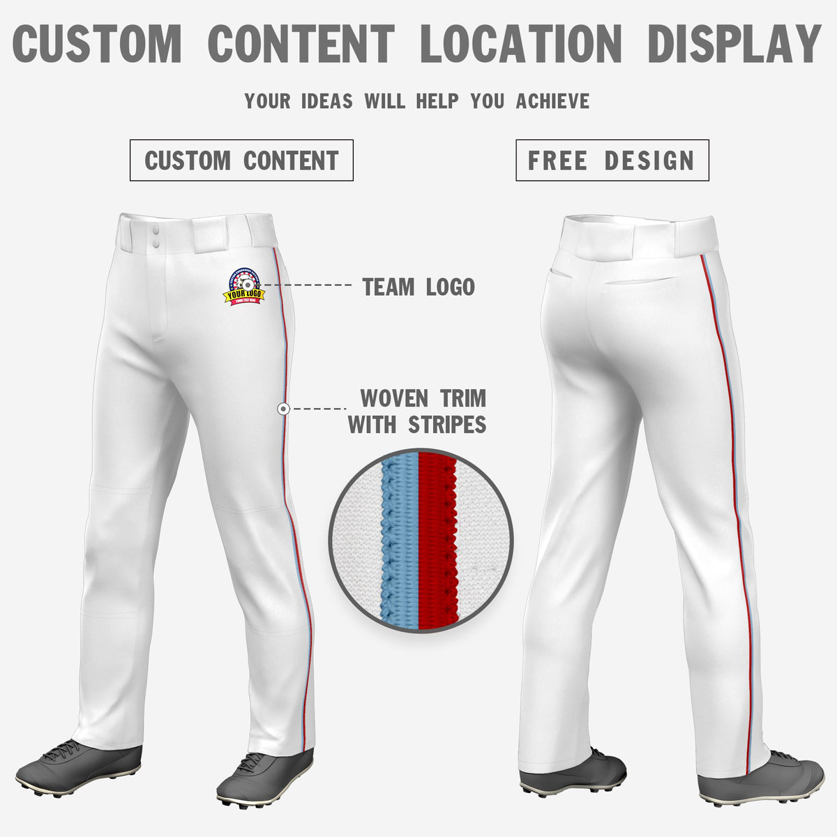 Custom White Light Blue-Red Classic Fit Stretch Practice Loose-fit Baseball