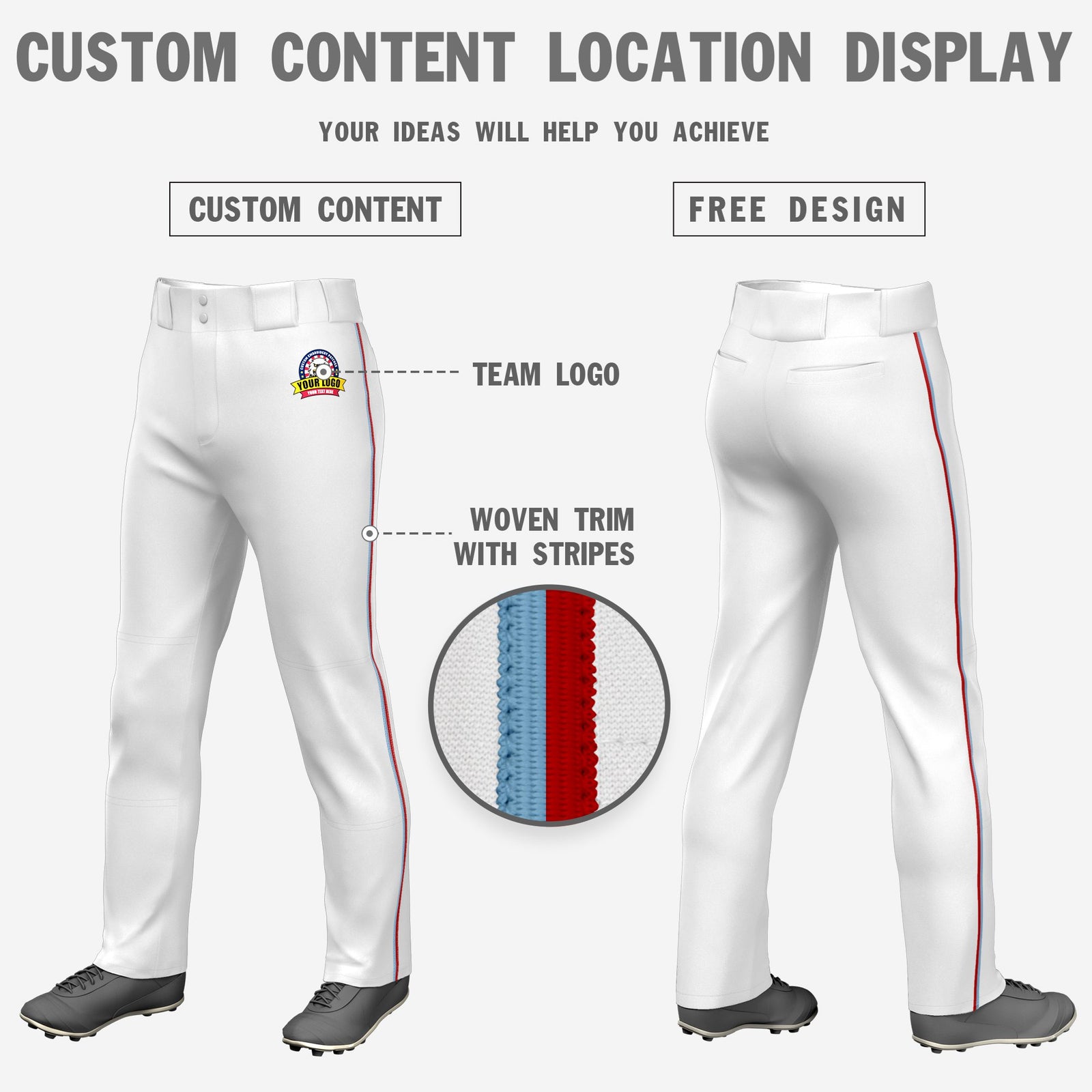 Custom White Light Blue-Red Classic Fit Stretch Practice Loose-fit Baseball