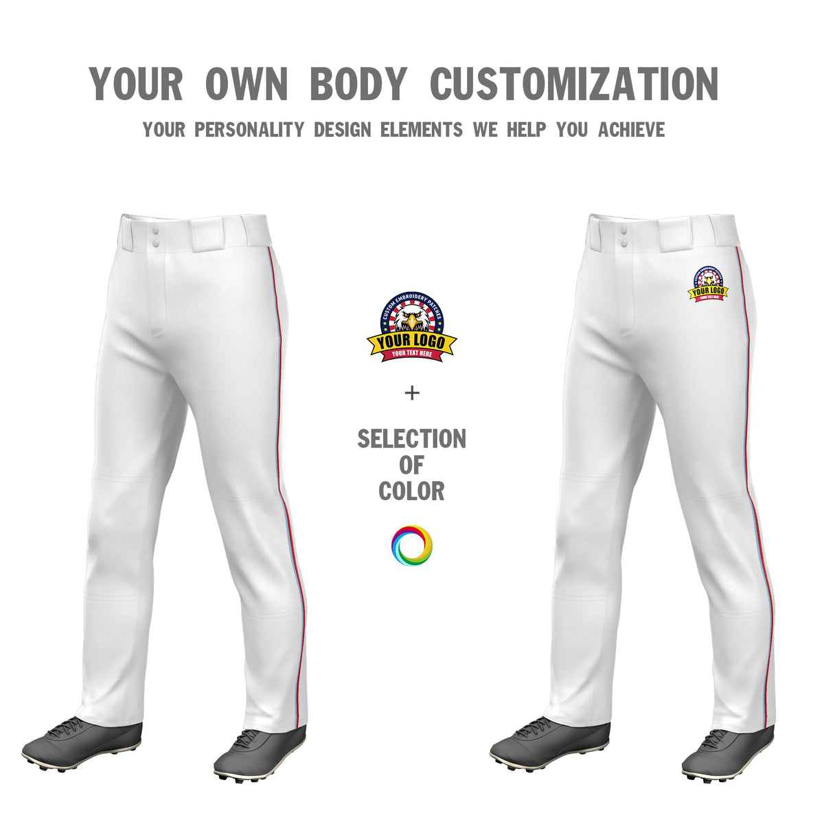 Custom White Light Blue-Red Classic Fit Stretch Practice Loose-fit Baseball