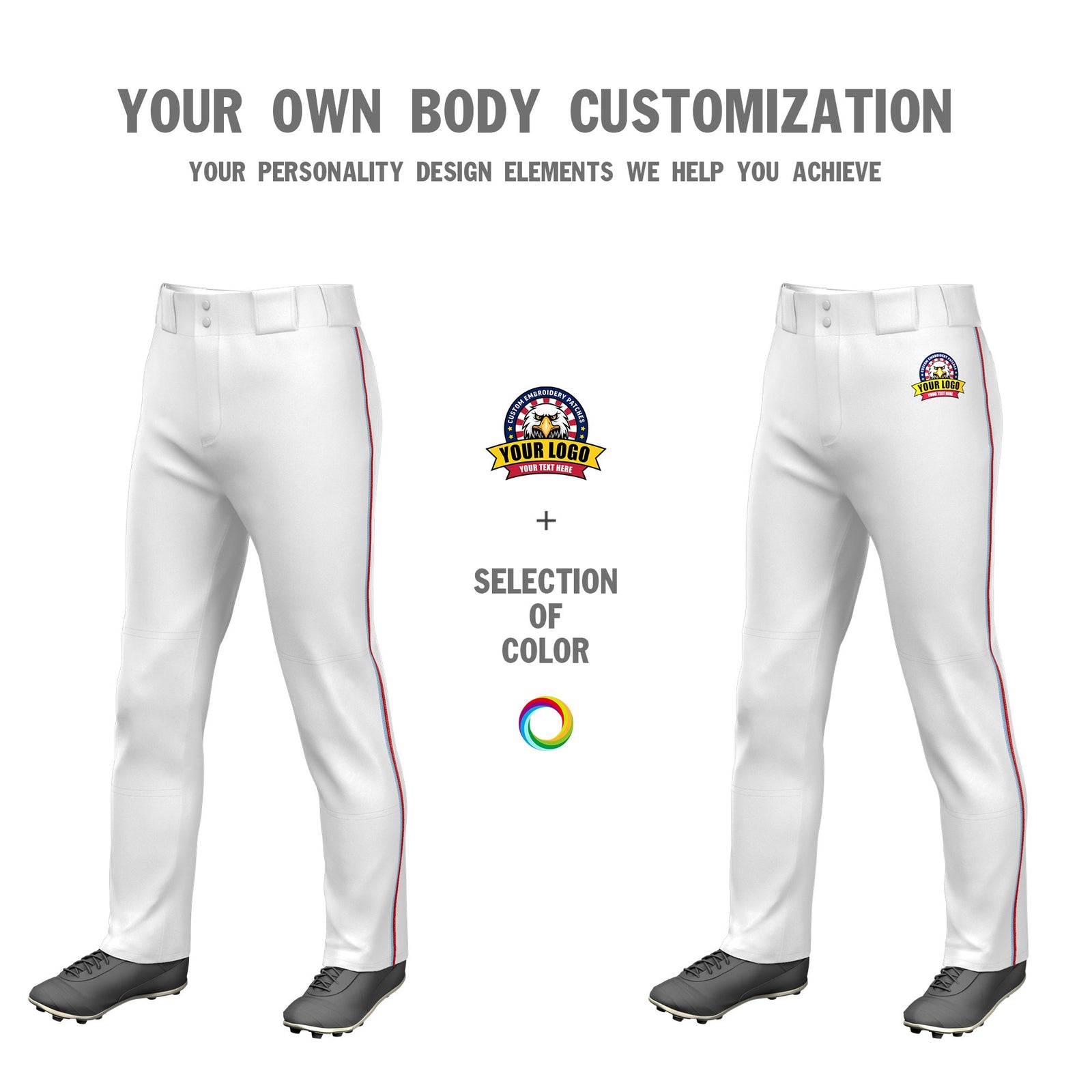 Custom White Light Blue-Red Classic Fit Stretch Practice Loose-fit Baseball