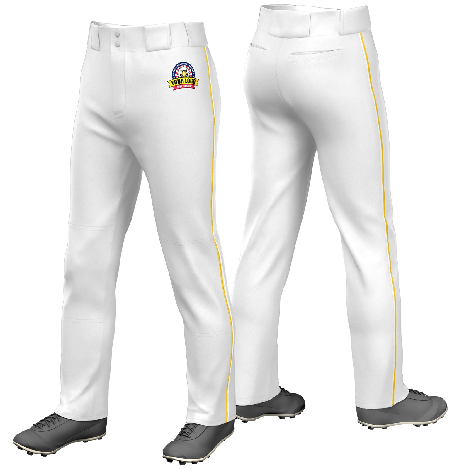 Custom White Gold01-White Classic Fit Stretch Practice Loose-fit Baseball