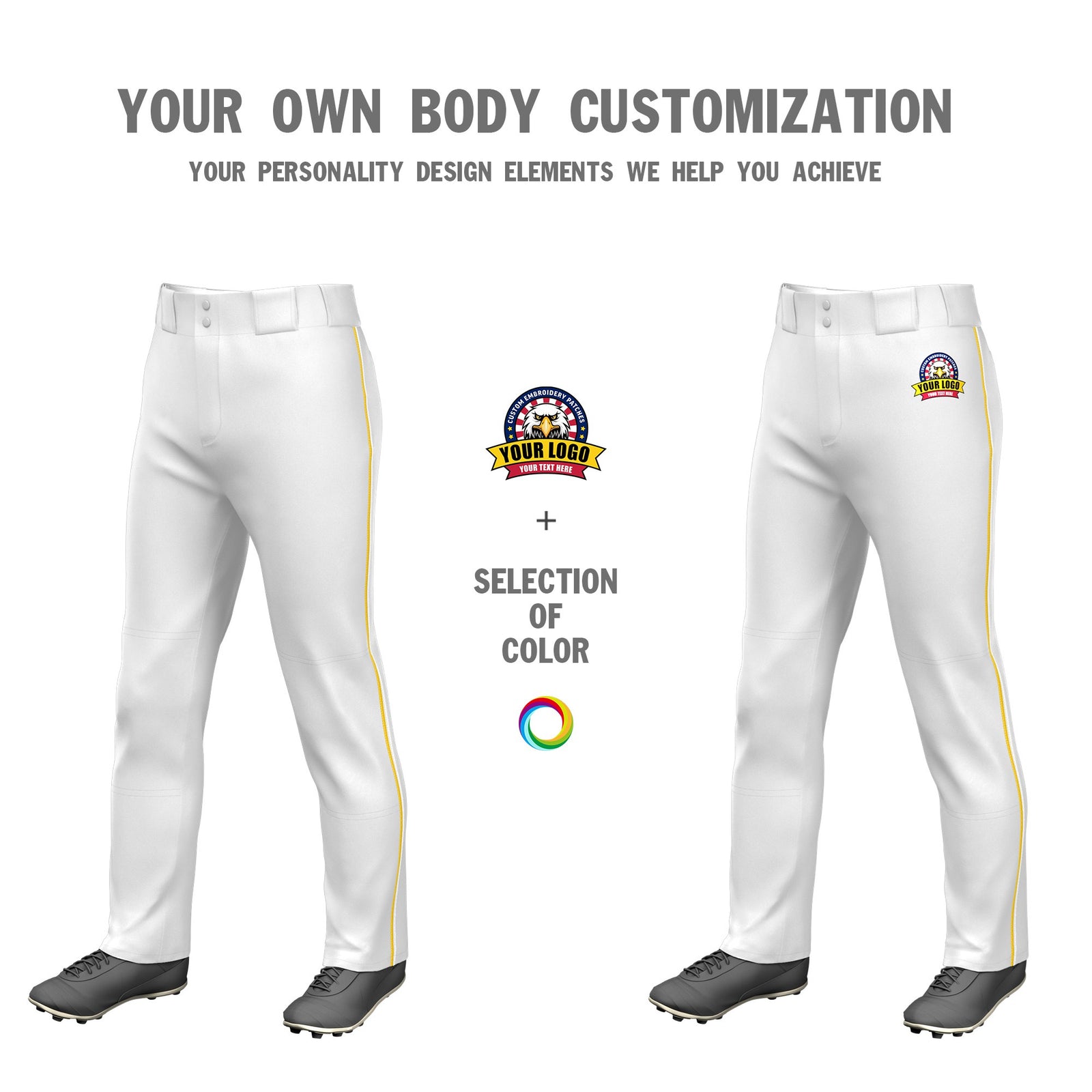 Custom White Gold01-White Classic Fit Stretch Practice Loose-fit Baseball