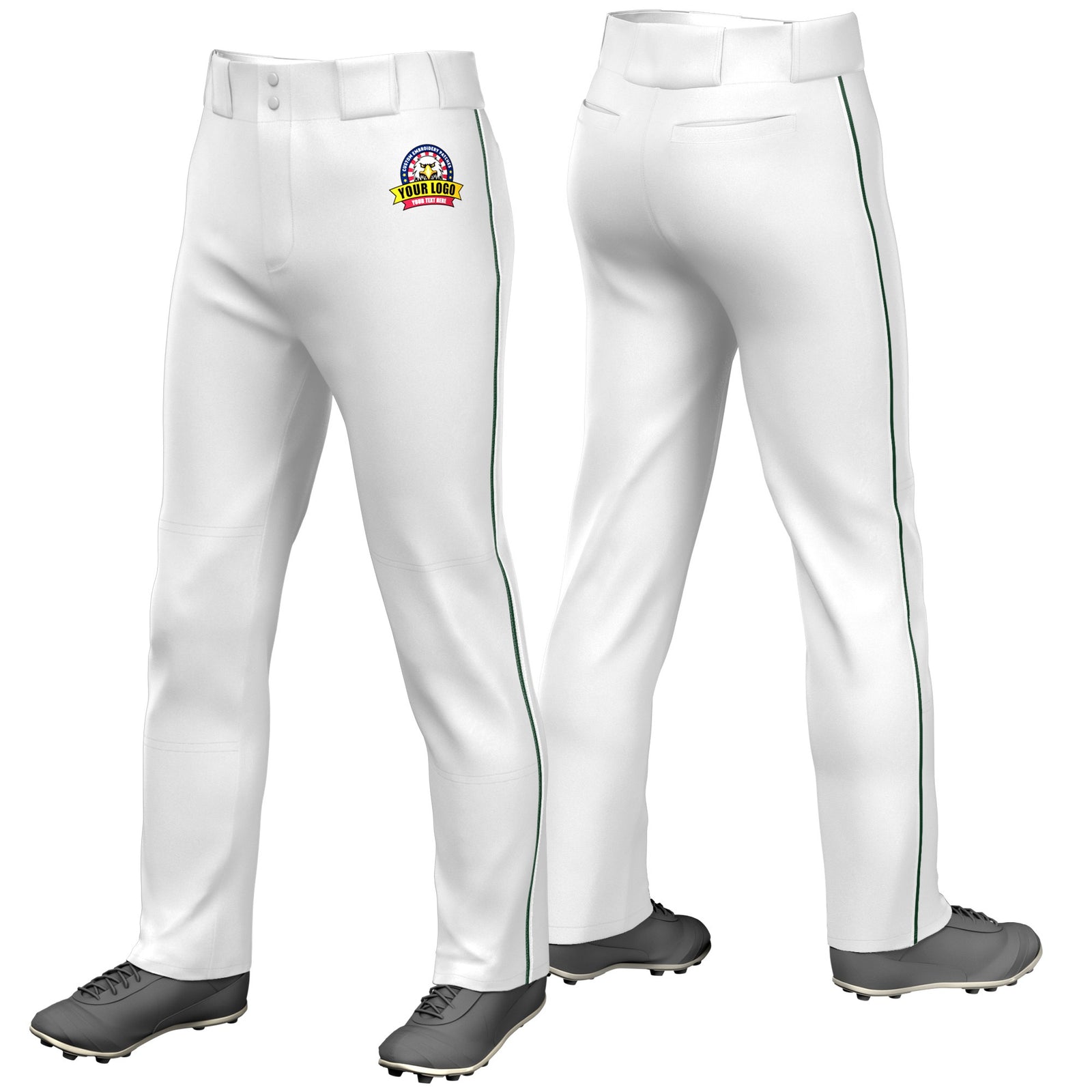 Custom White Green-White Classic Fit Stretch Practice Loose-fit Baseball