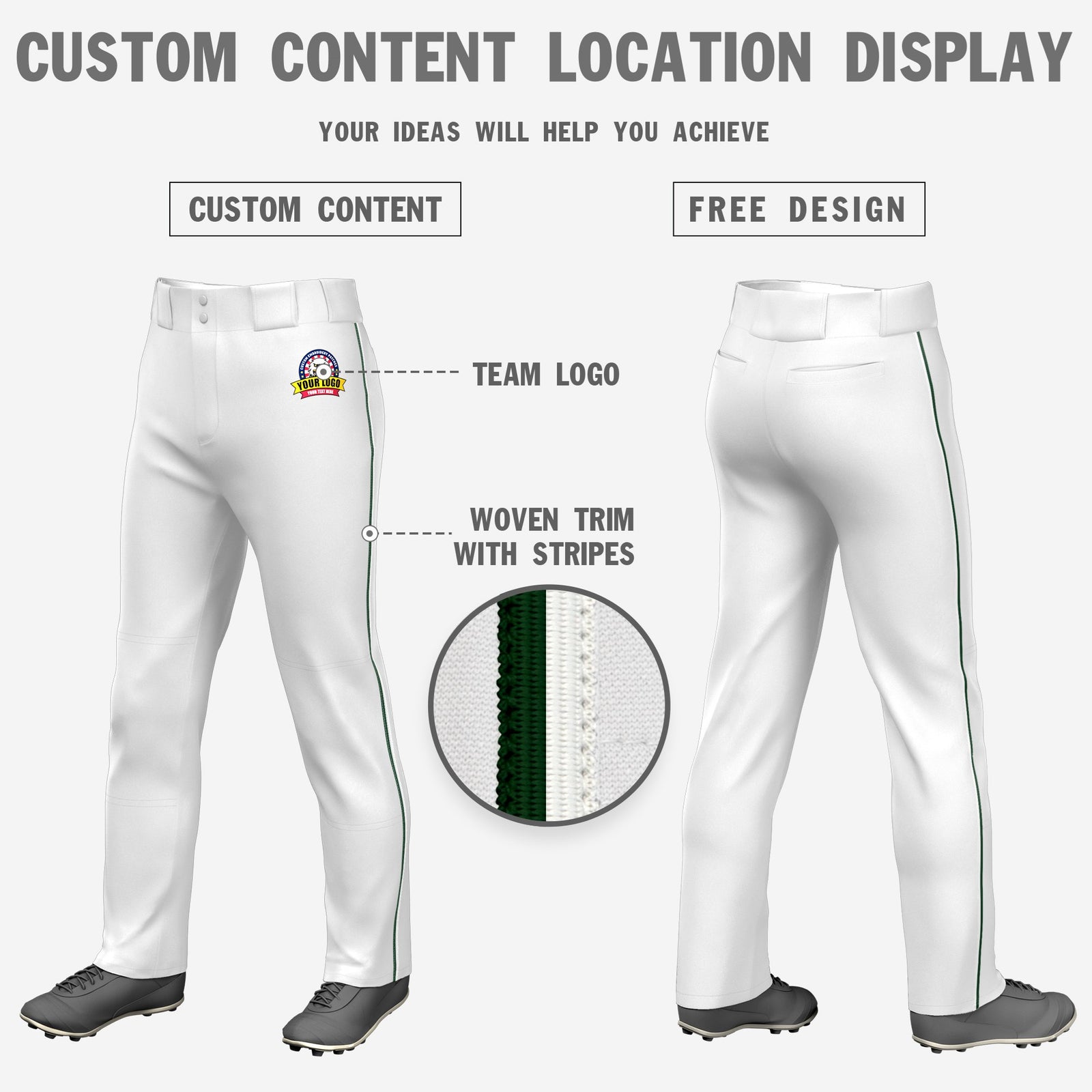 Custom White Green-White Classic Fit Stretch Practice Loose-fit Baseball