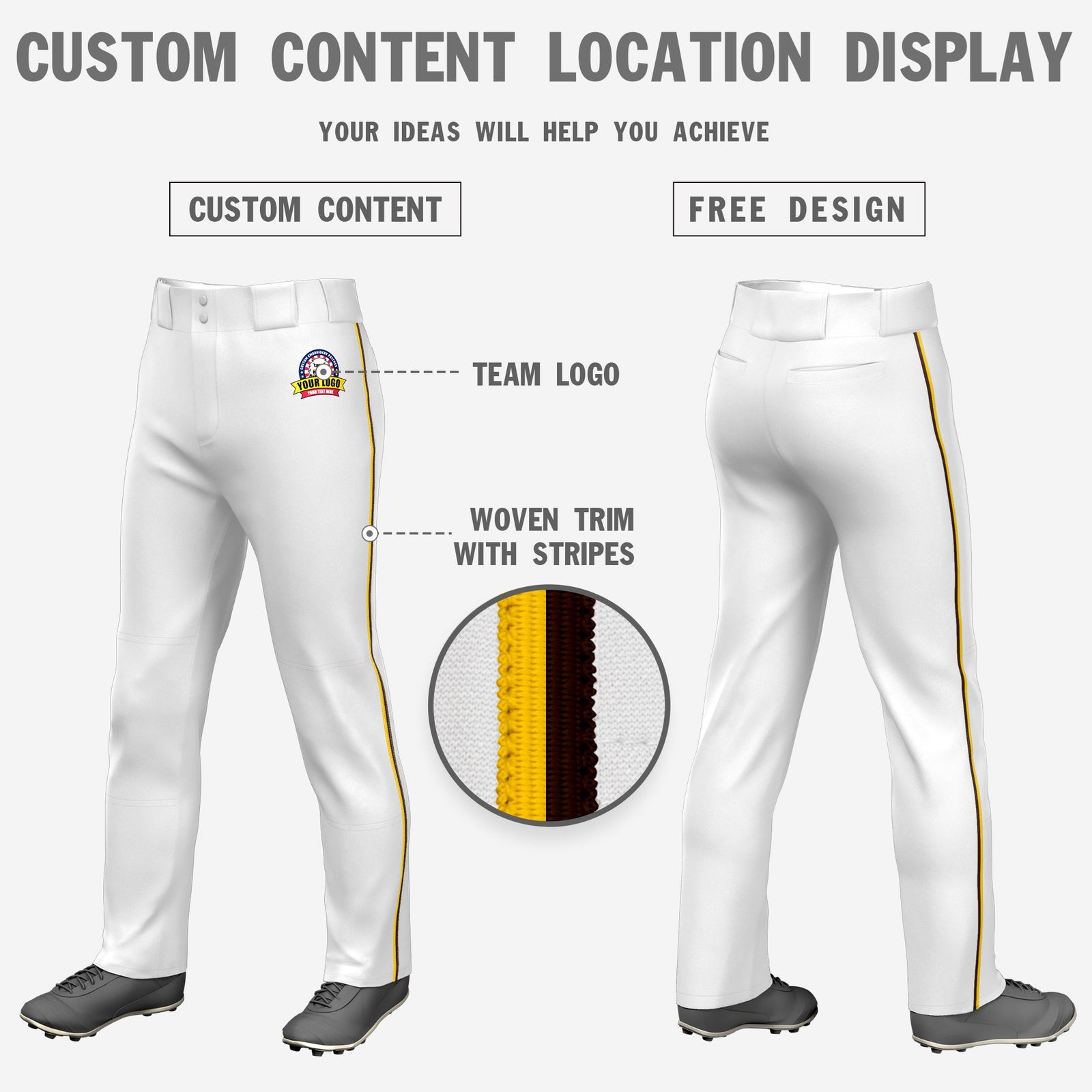 Custom White Gold01-Brown Classic Fit Stretch Practice Loose-fit Baseball