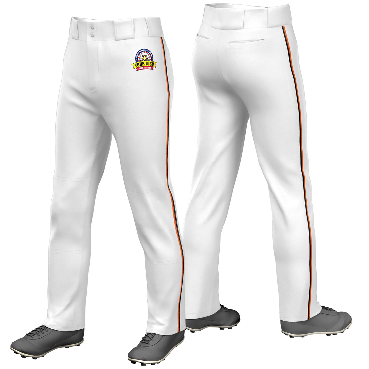 Custom White Orange-Black Classic Fit Stretch Practice Loose-fit Baseball