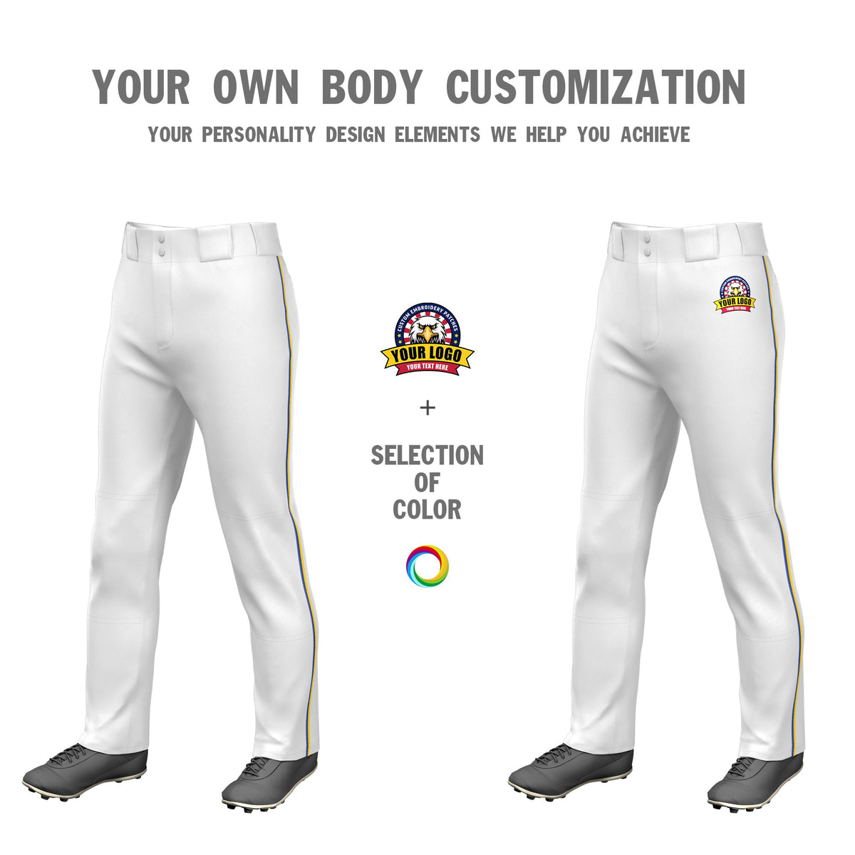 Custom White Royal Blue-Gold01 Classic Fit Stretch Practice Loose-fit Baseball