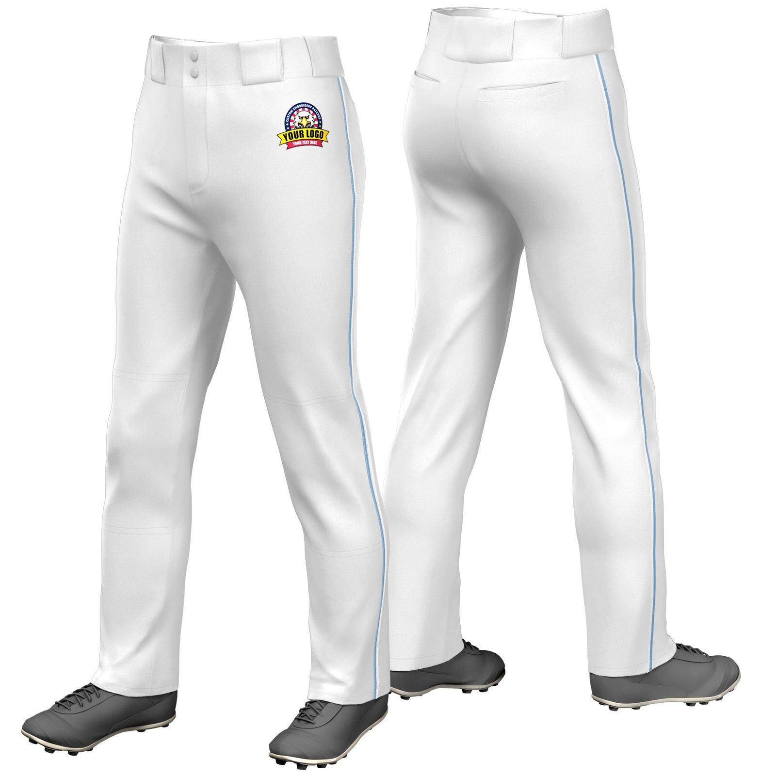 Custom White Light Blue-White Classic Fit Stretch Practice Loose-fit Baseball