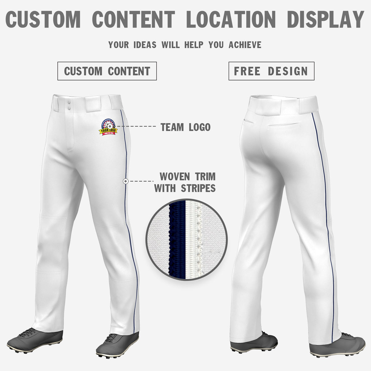 Custom White Navy-White Classic Fit Stretch Practice Loose-fit Baseball