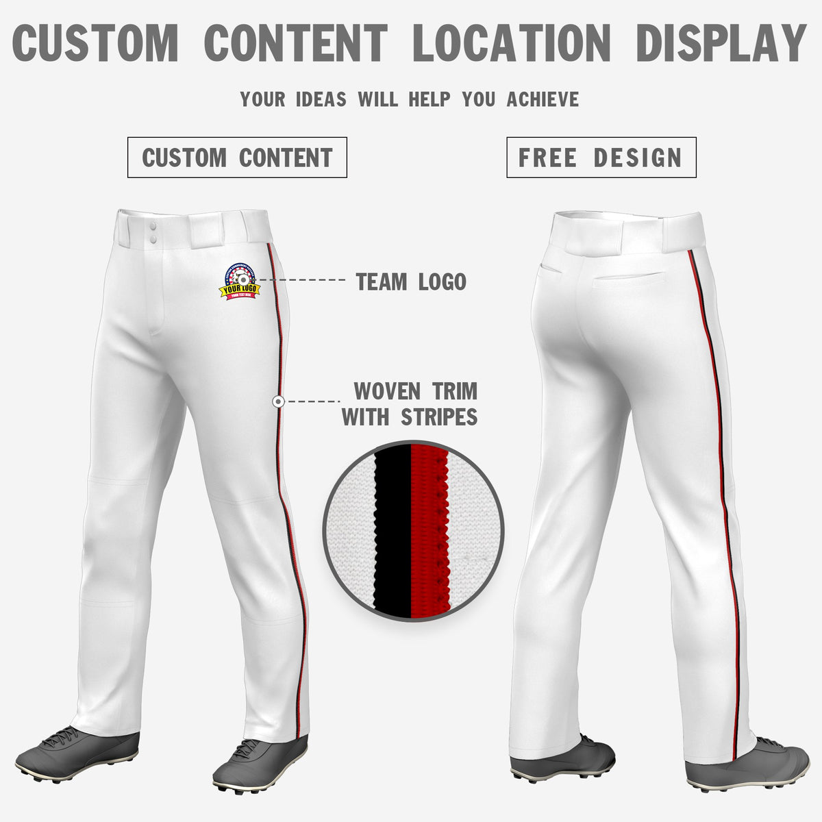 Custom White Black-Red Classic Fit Stretch Practice Loose-fit Baseball