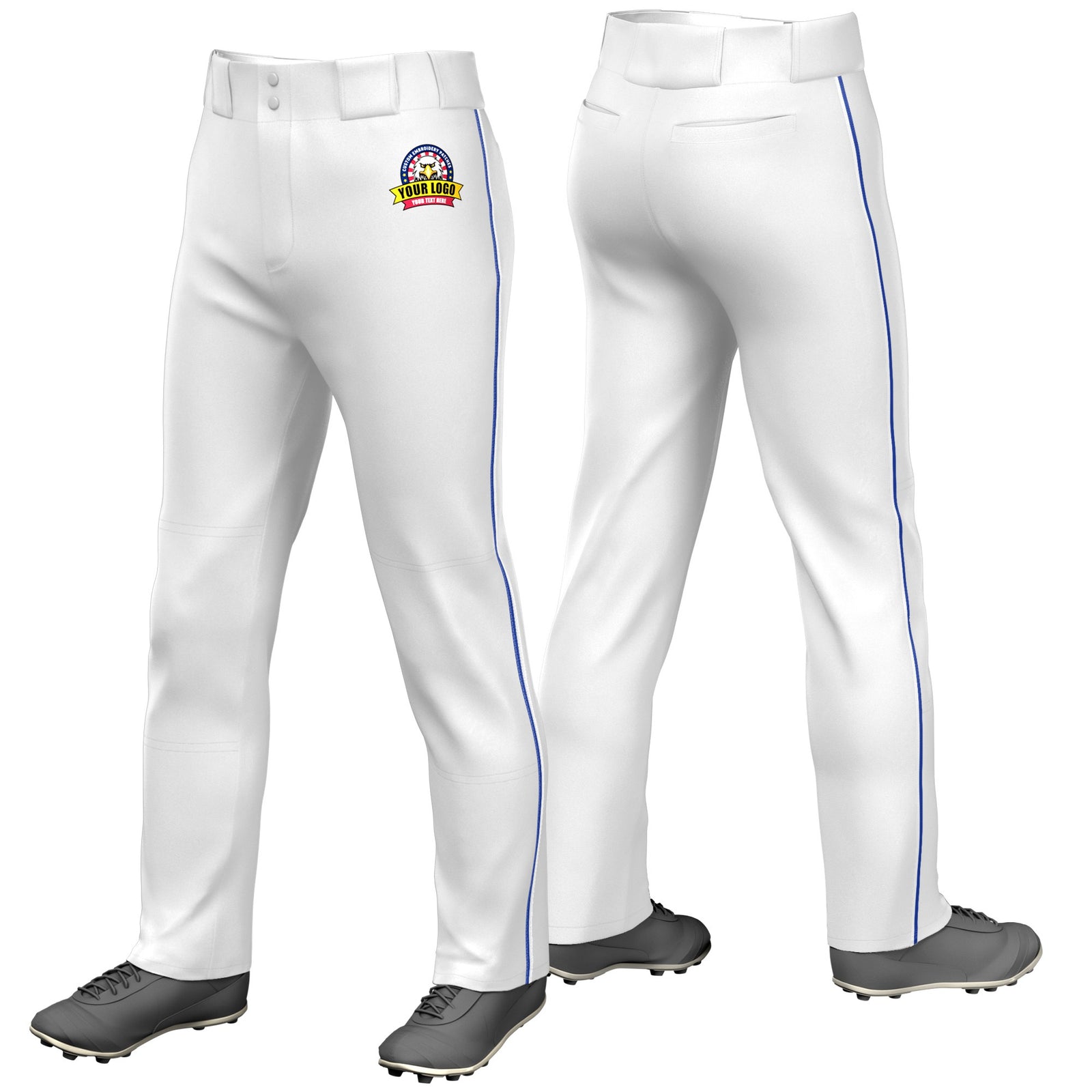 Custom White Royal Blue-White Classic Fit Stretch Practice Loose-fit Baseball