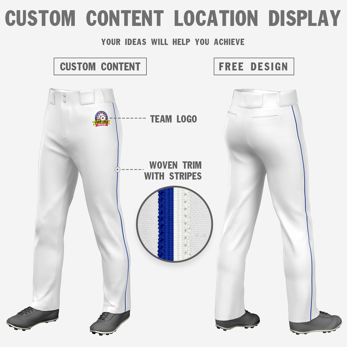 Custom White Royal Blue-White Classic Fit Stretch Practice Loose-fit Baseball