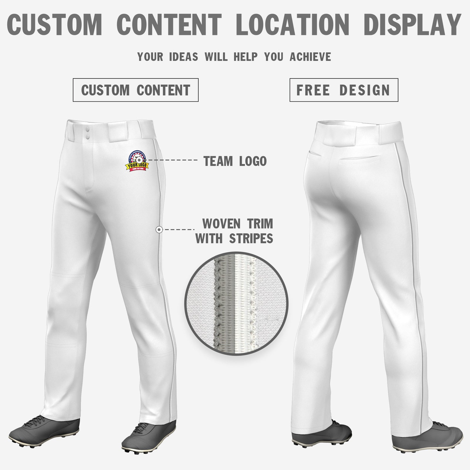 Custom White Gray-White Classic Fit Stretch Practice Loose-fit Baseball