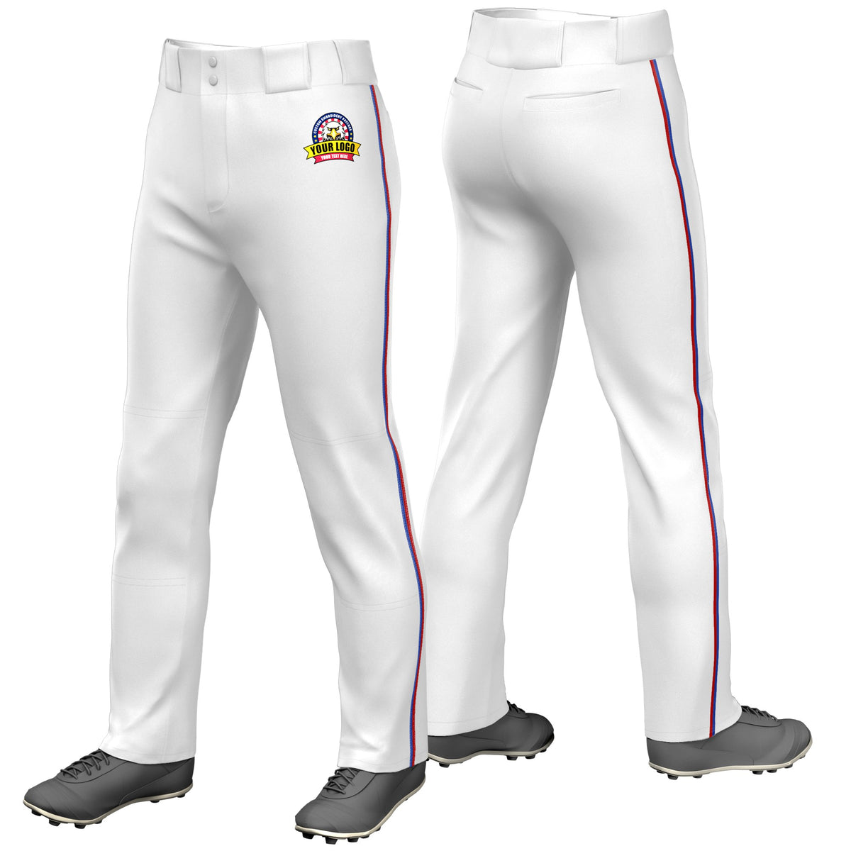 Custom White Royal Blue-Red Classic Fit Stretch Practice Loose-fit Baseball