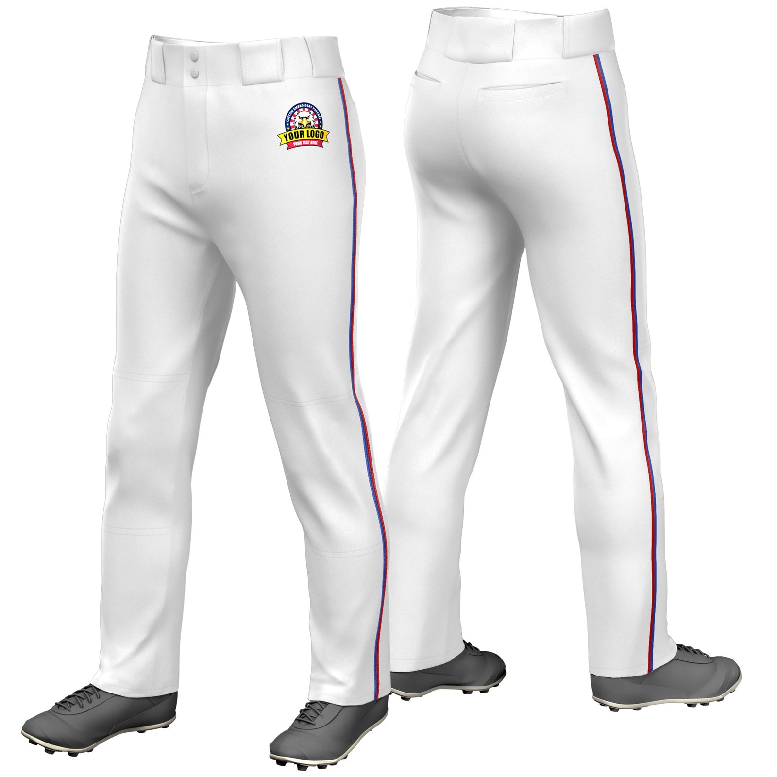 Custom White Royal Blue-Red Classic Fit Stretch Practice Loose-fit Baseball