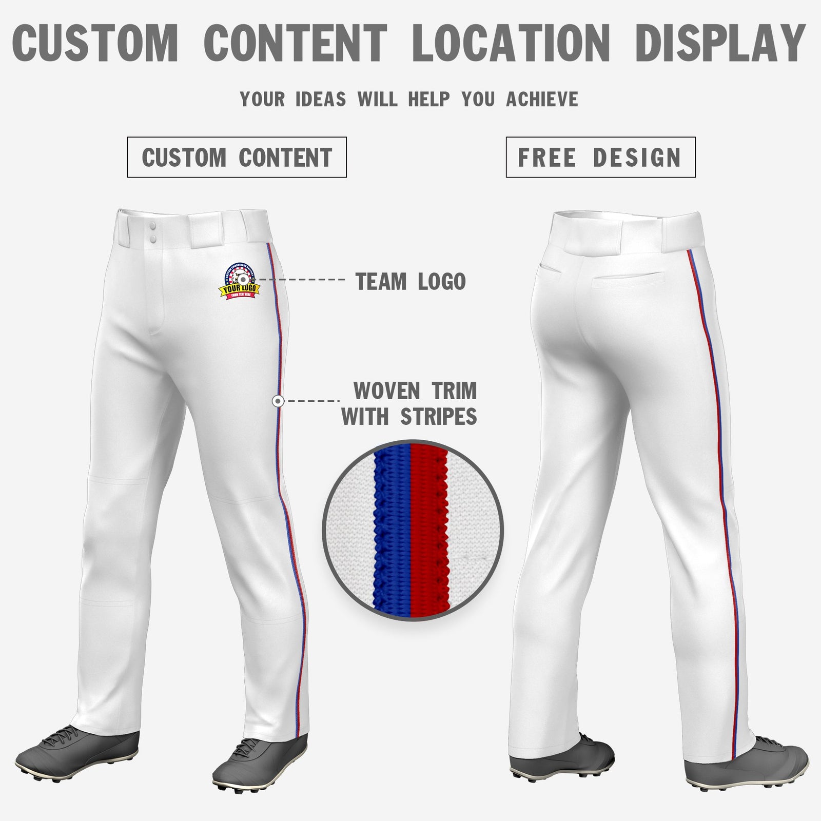 Custom White Royal Blue-Red Classic Fit Stretch Practice Loose-fit Baseball