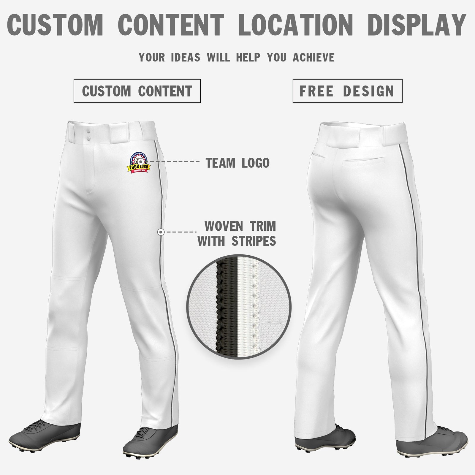 Custom White Drak Gray-White Classic Fit Stretch Practice Loose-fit Baseball