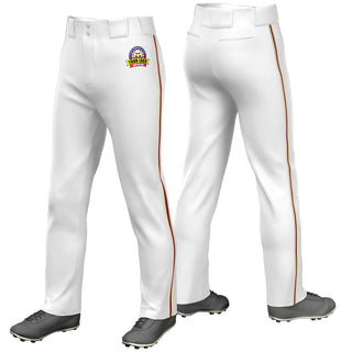 Pantalones de béisbol holgados, elásticos, de ajuste clásico, con ribetes caqui-carmesí-caqui, personalizados