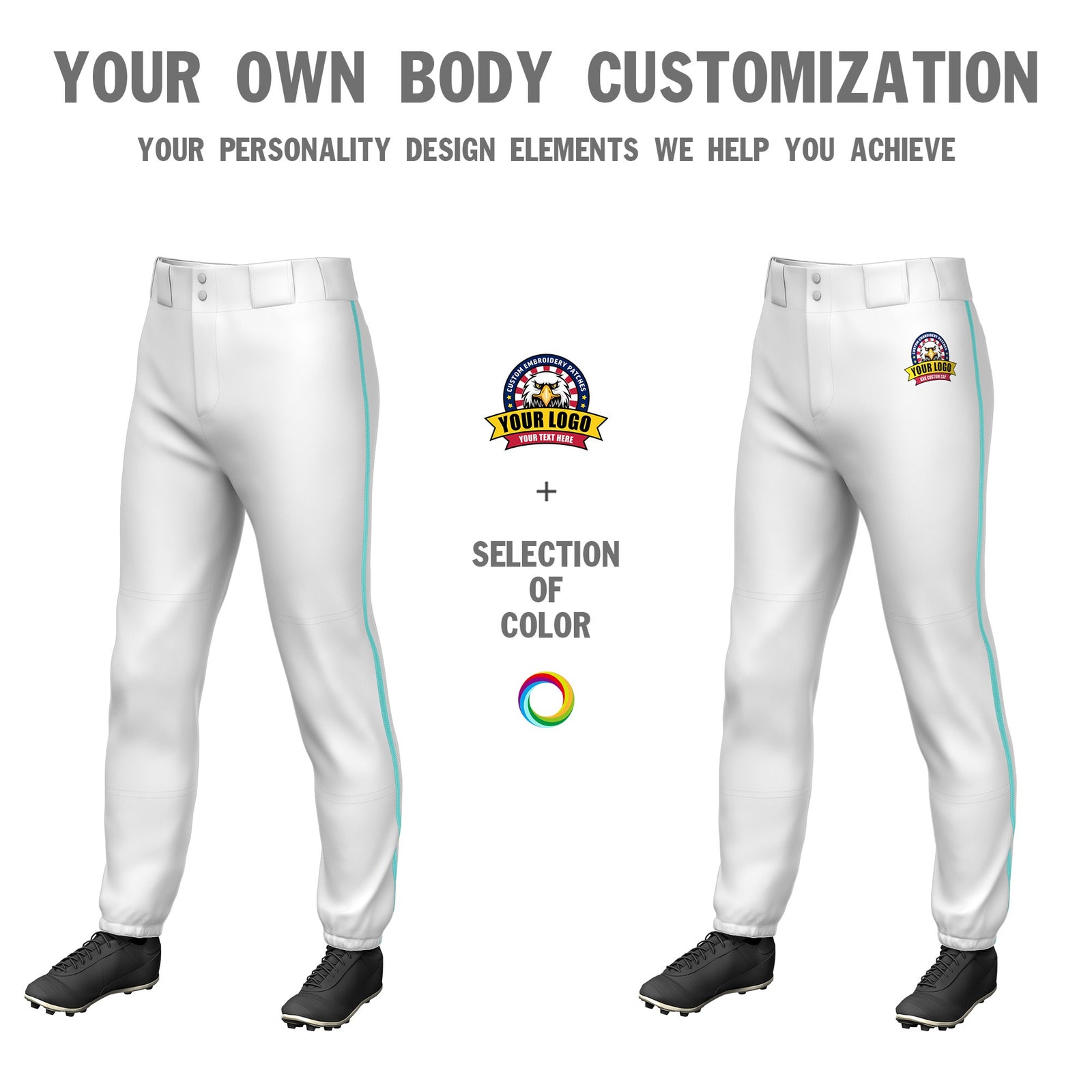 Custom White Bright Green Classic Fit Stretch Practice Pull-up Baseball Pants