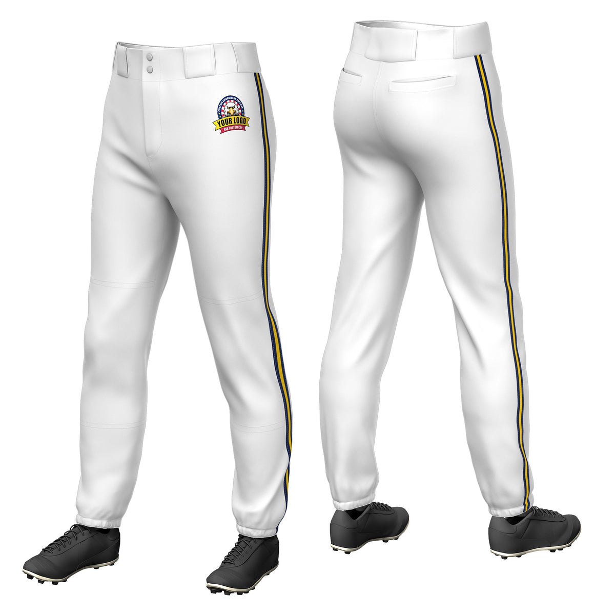 Custom White Navy-old01-Navy Classic Fit Stretch Practice Pull-up Baseball Pants