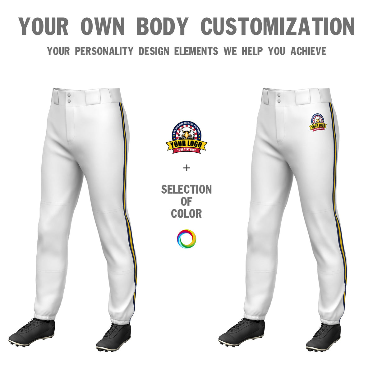 Custom White Navy-old01-Navy Classic Fit Stretch Practice Pull-up Baseball Pants