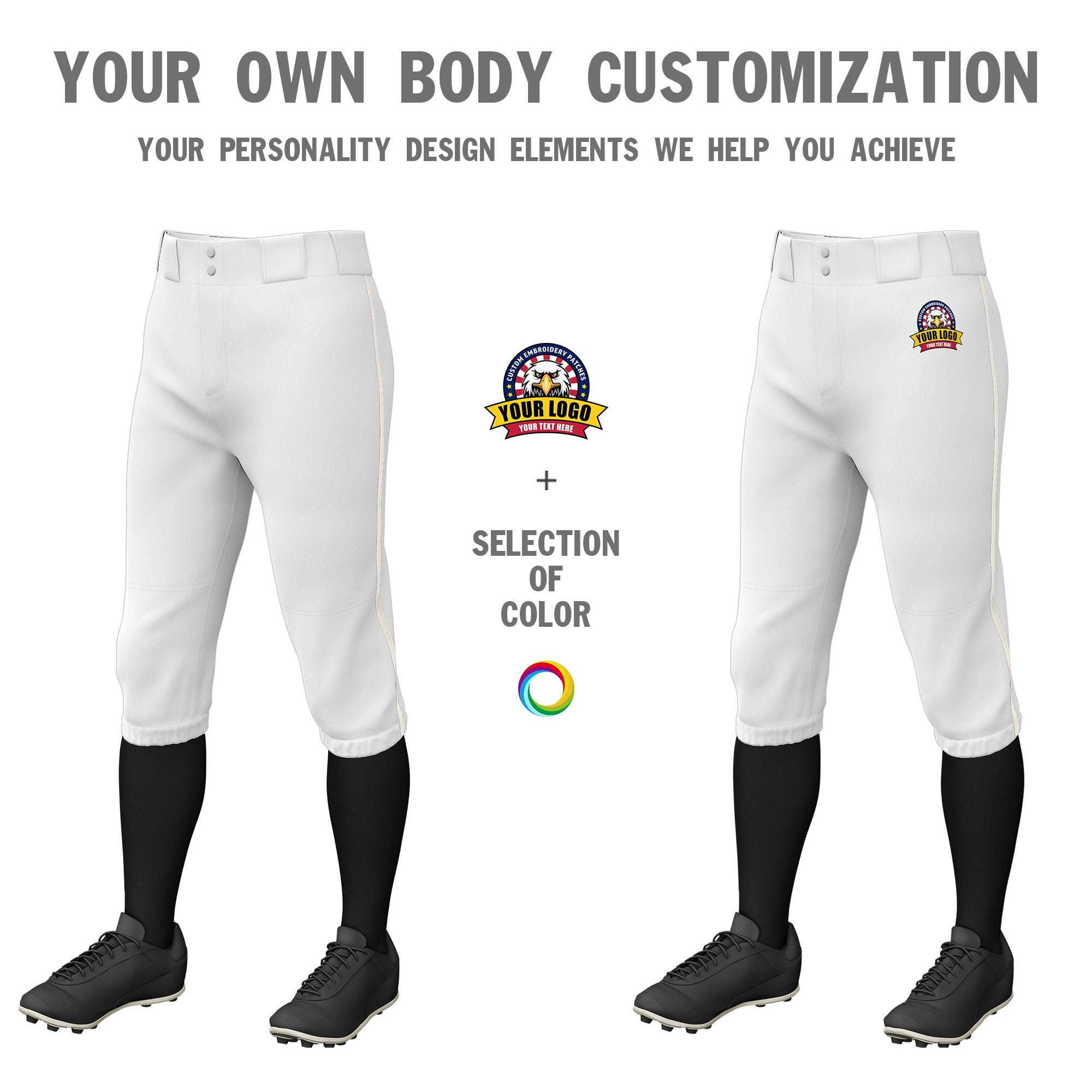 Custom White Cream White-Cream Classic Fit Stretch Practice Knickers Baseball Pants