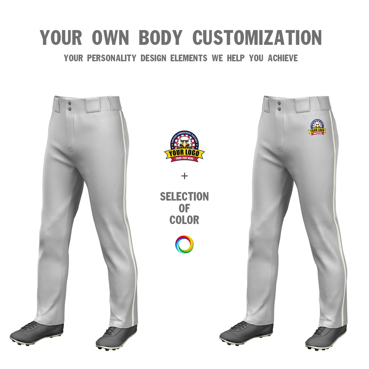 Custom Gray Cream Classic Fit Stretch Practice Loose-fit Baseball Pants