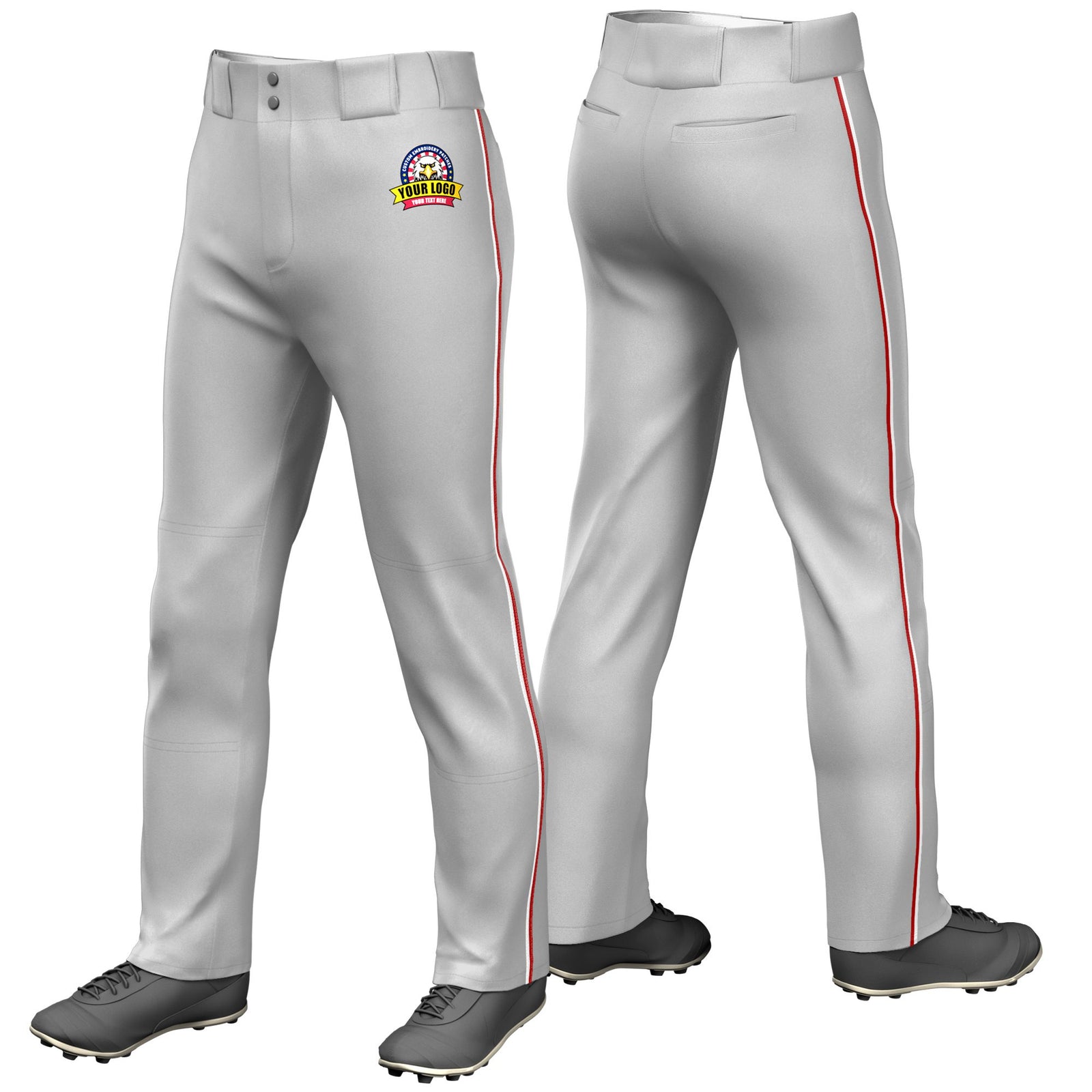 Custom Gray White-Red Classic Fit Stretch Practice Loose-fit Baseball
