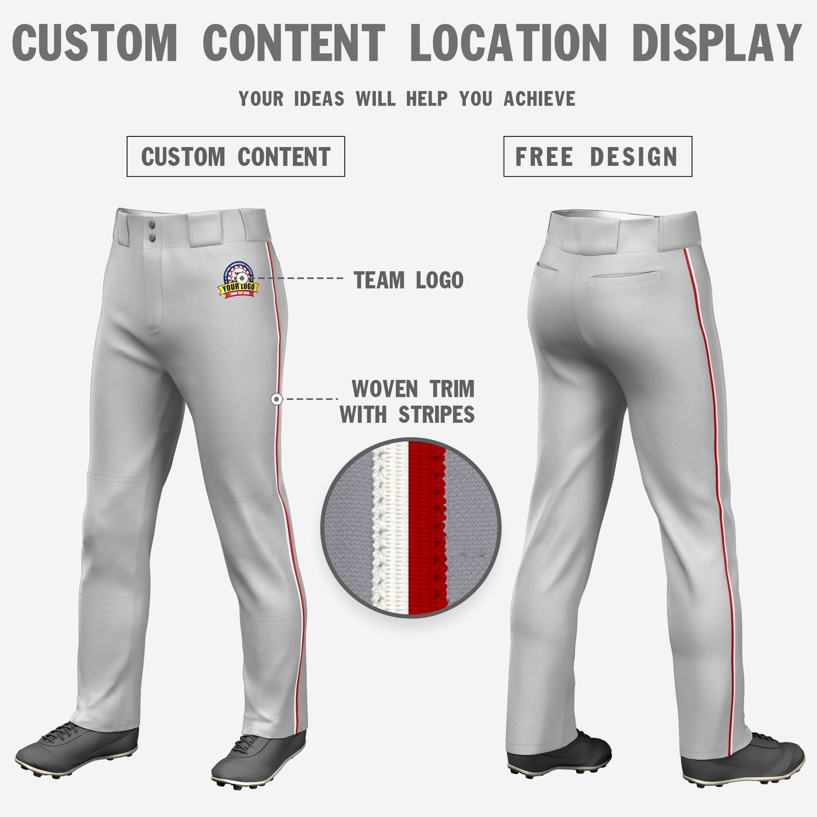 Custom Gray White-Red Classic Fit Stretch Practice Loose-fit Baseball