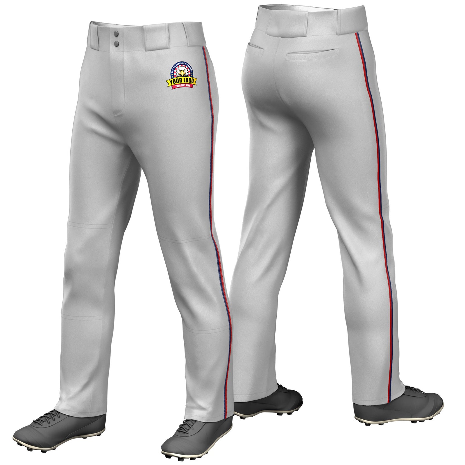 Custom Gray Navy-Red Classic Fit Stretch Practice Loose-fit Baseball