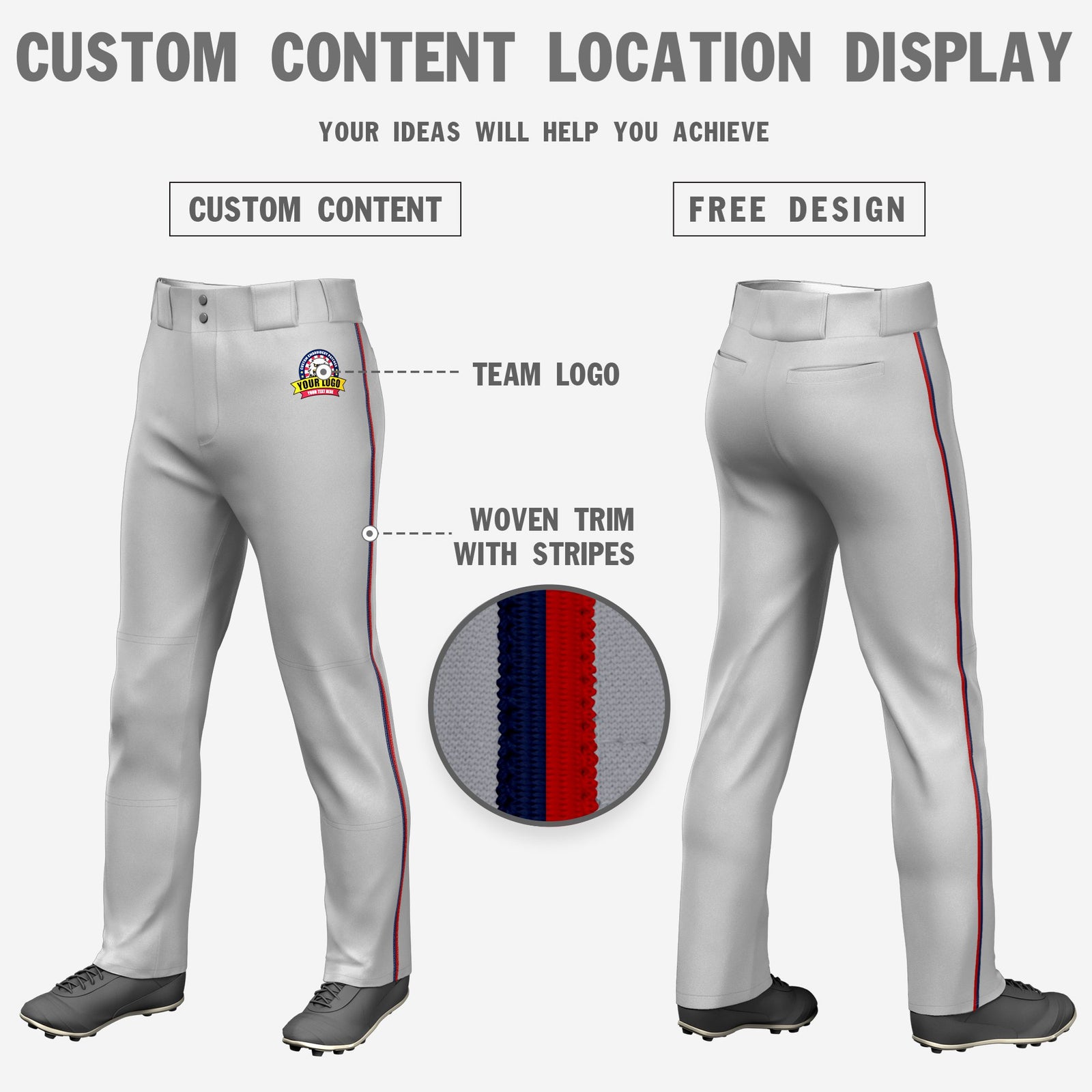 Custom Gray Navy-Red Classic Fit Stretch Practice Loose-fit Baseball