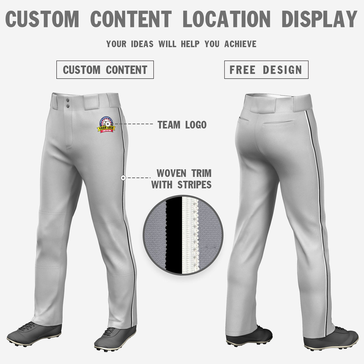 Custom Gray Black-White Classic Fit Stretch Practice Loose-fit Baseball