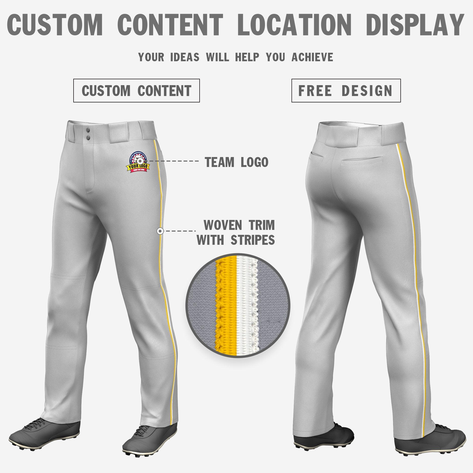 Custom Gray Gold01-White Classic Fit Stretch Practice Loose-fit Baseball