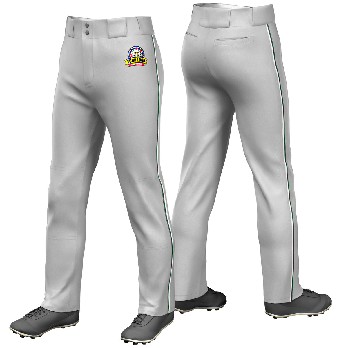 Custom Gray Green-White Classic Fit Stretch Practice Loose-fit Baseball