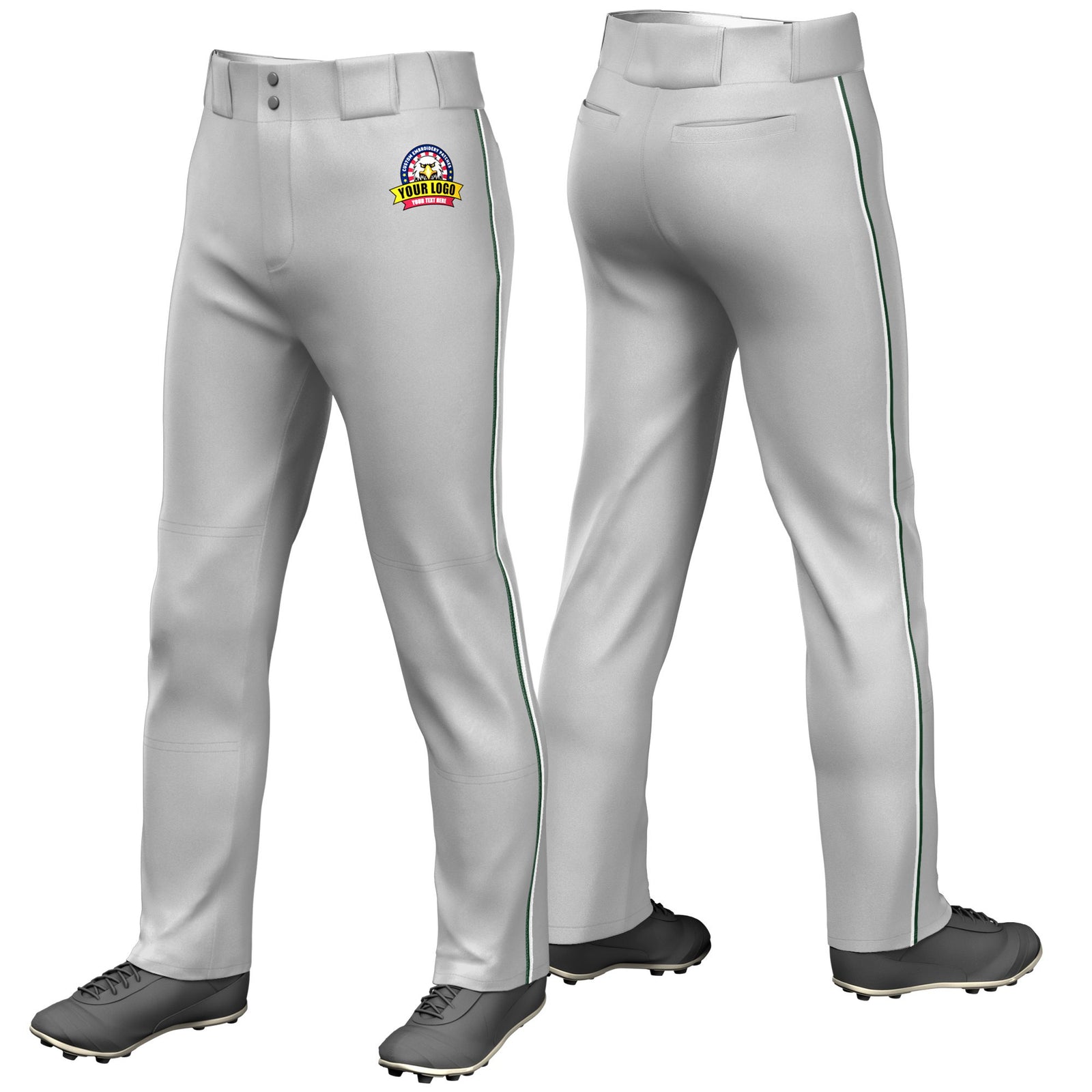 Custom Gray Green-White Classic Fit Stretch Practice Loose-fit Baseball