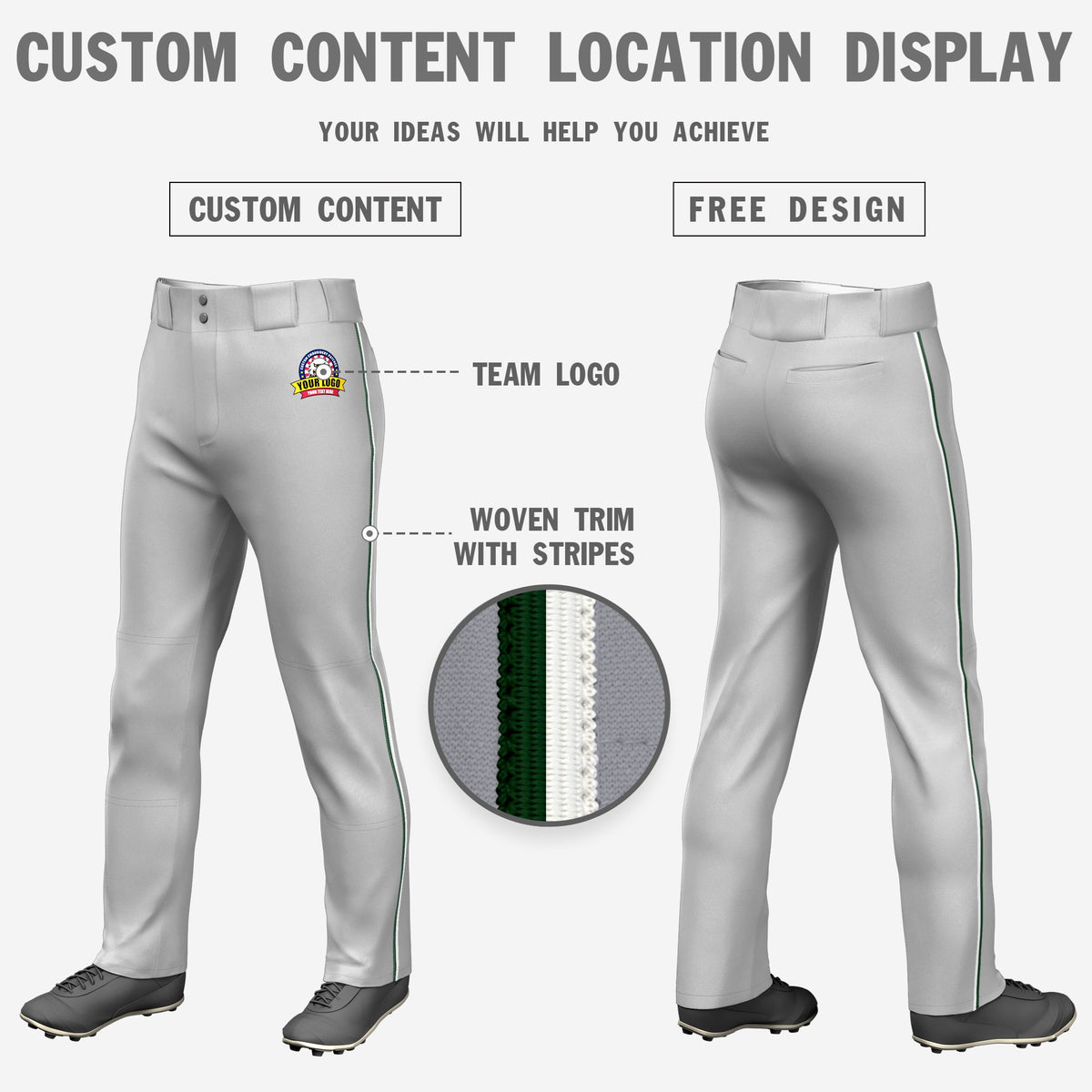 Custom Gray Green-White Classic Fit Stretch Practice Loose-fit Baseball