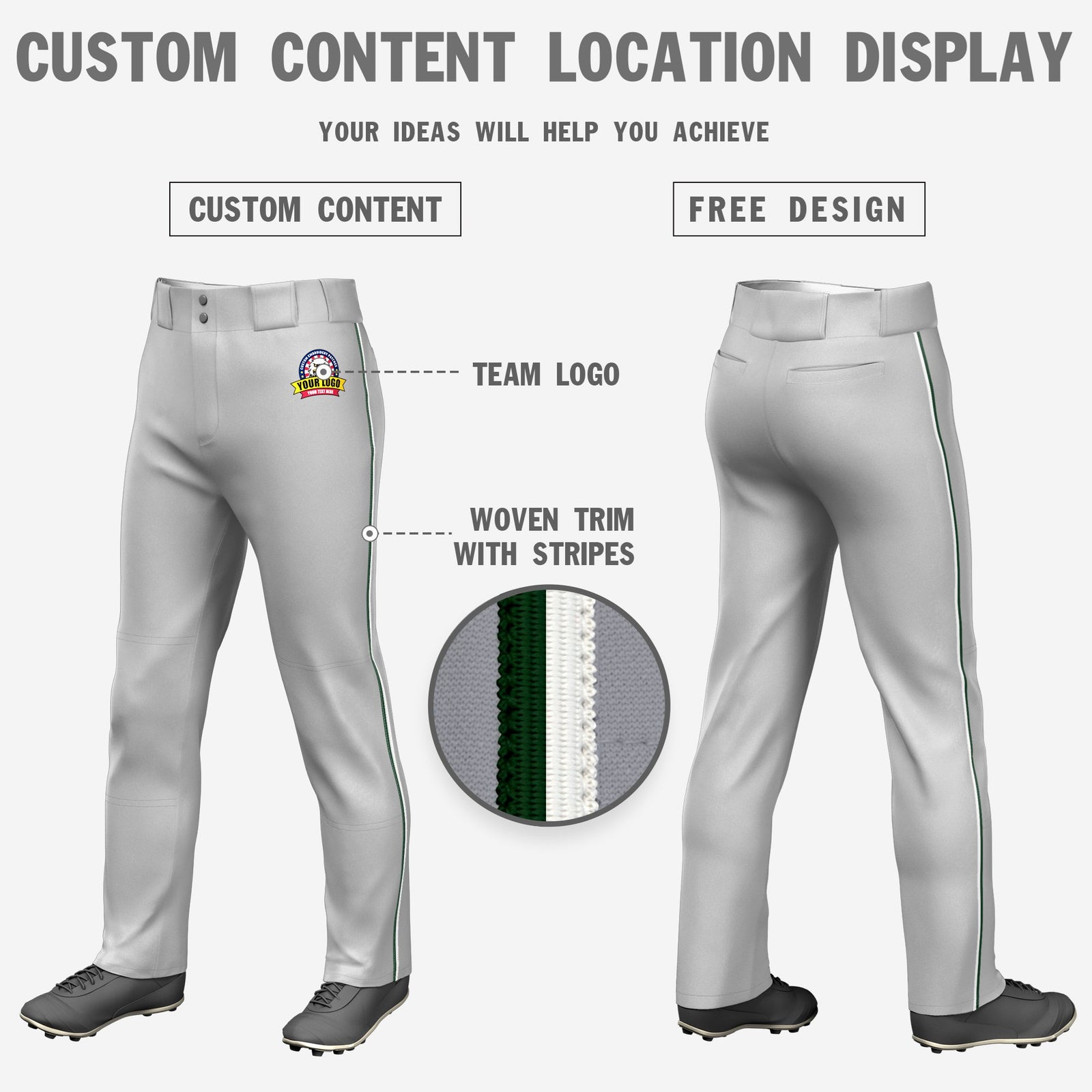 Custom Gray Green-White Classic Fit Stretch Practice Loose-fit Baseball