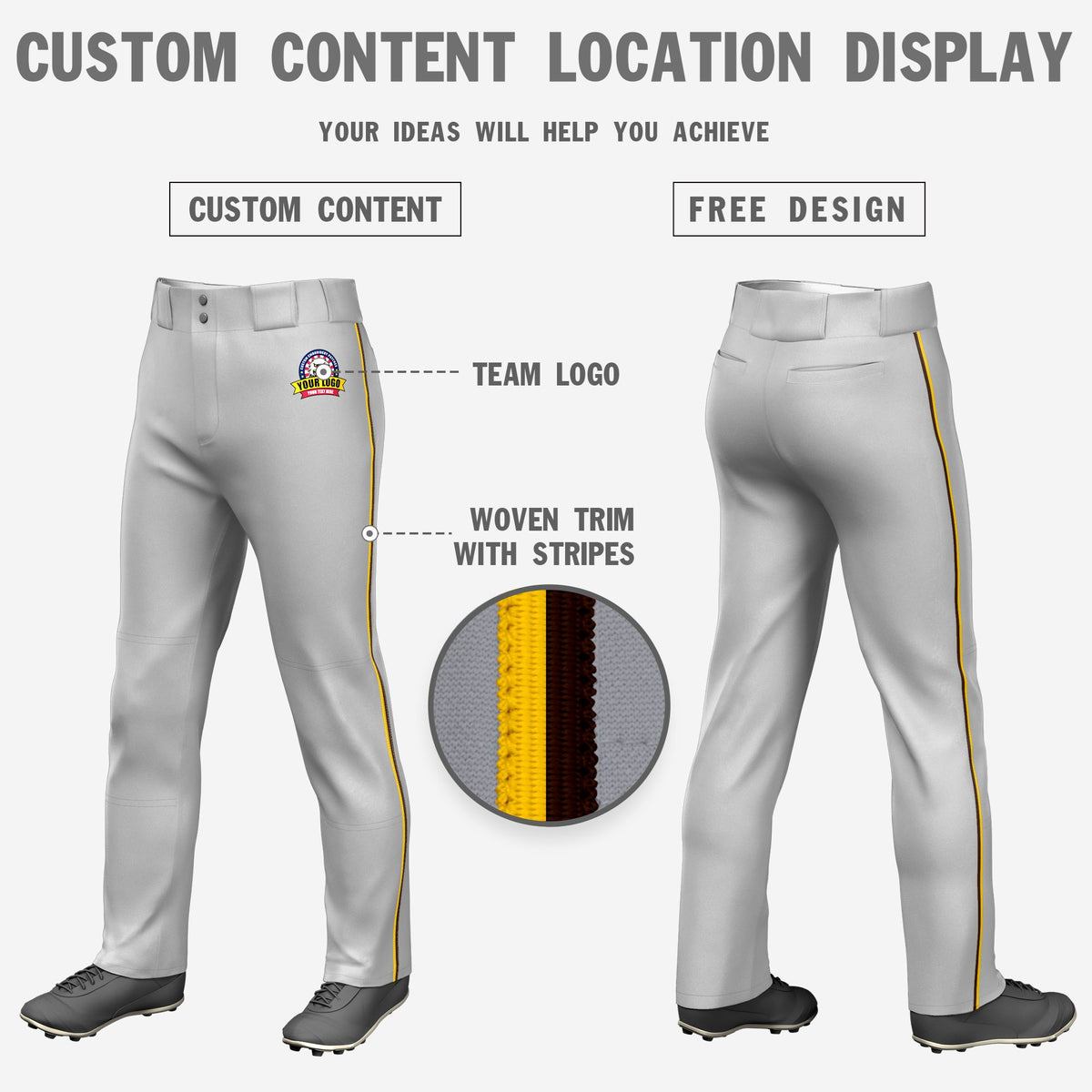 Custom Gray Gold01-Brown Classic Fit Stretch Practice Loose-fit Baseball