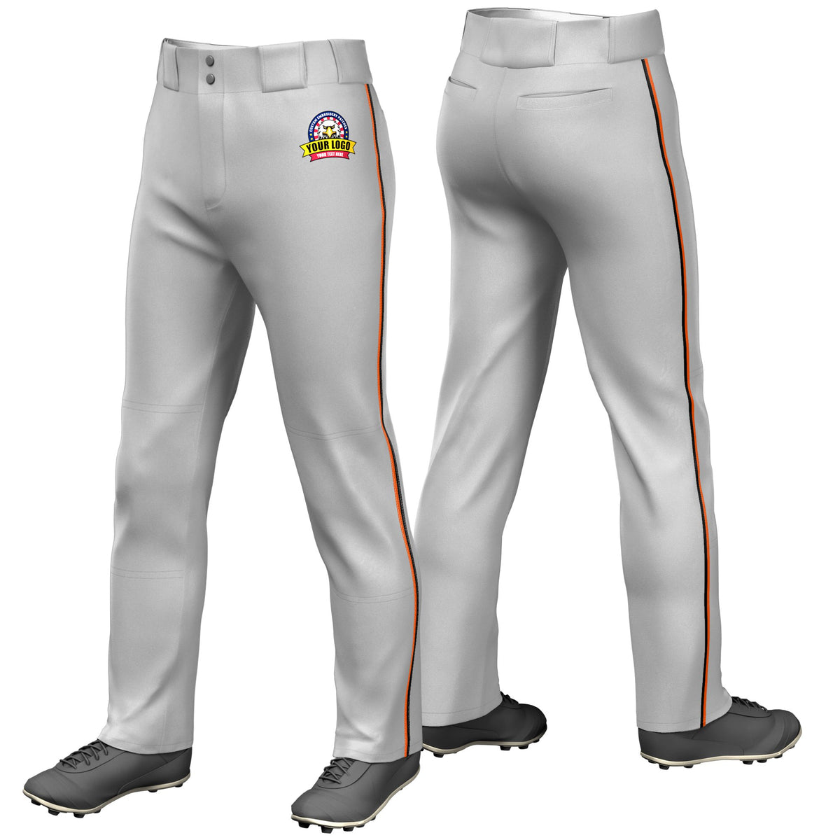 Custom Gray Orange-Black Classic Fit Stretch Practice Loose-fit Baseball