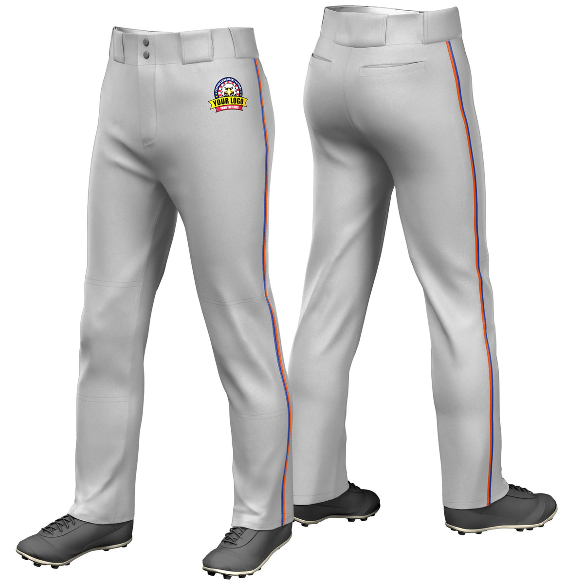 Custom Gray Royal Blue-Orange Classic Fit Stretch Practice Loose-fit Baseball