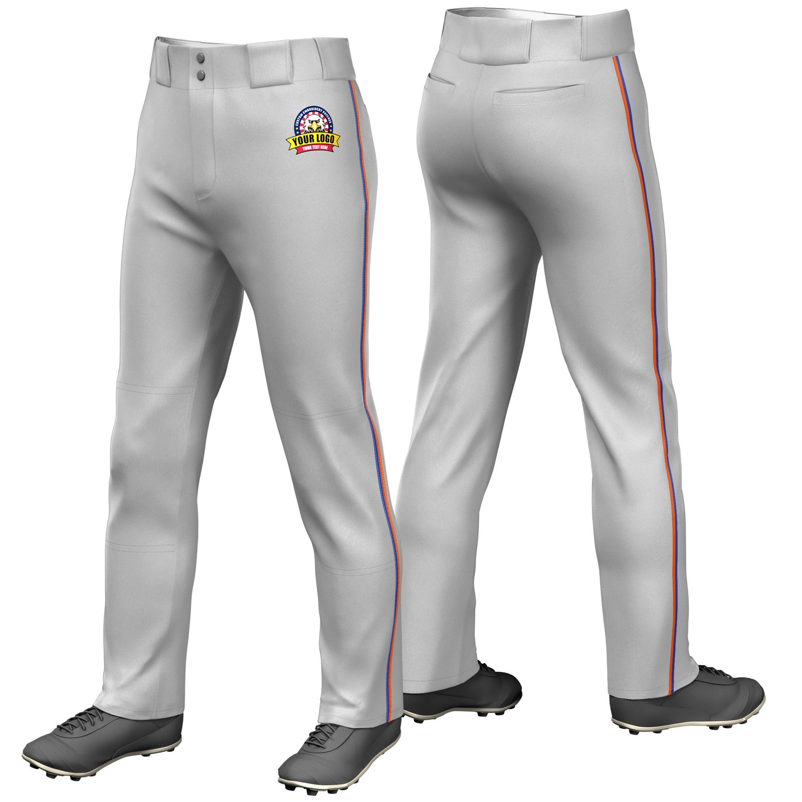 Custom Gray Royal Blue-Orange Classic Fit Stretch Practice Loose-fit Baseball