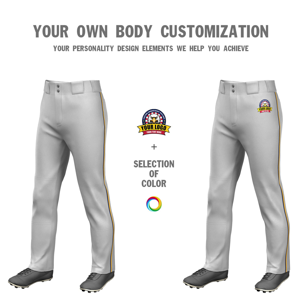 Custom Gray Navy-Yellow Classic Fit Stretch Practice Loose-fit Baseball