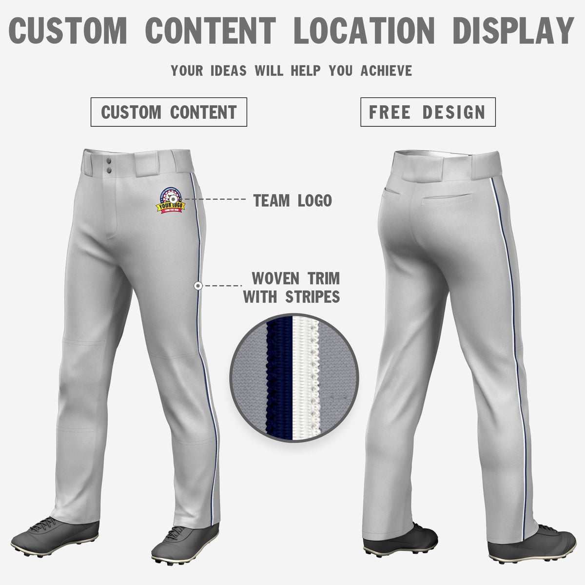 Custom Gray Navy-White Classic Fit Stretch Practice Loose-fit Baseball