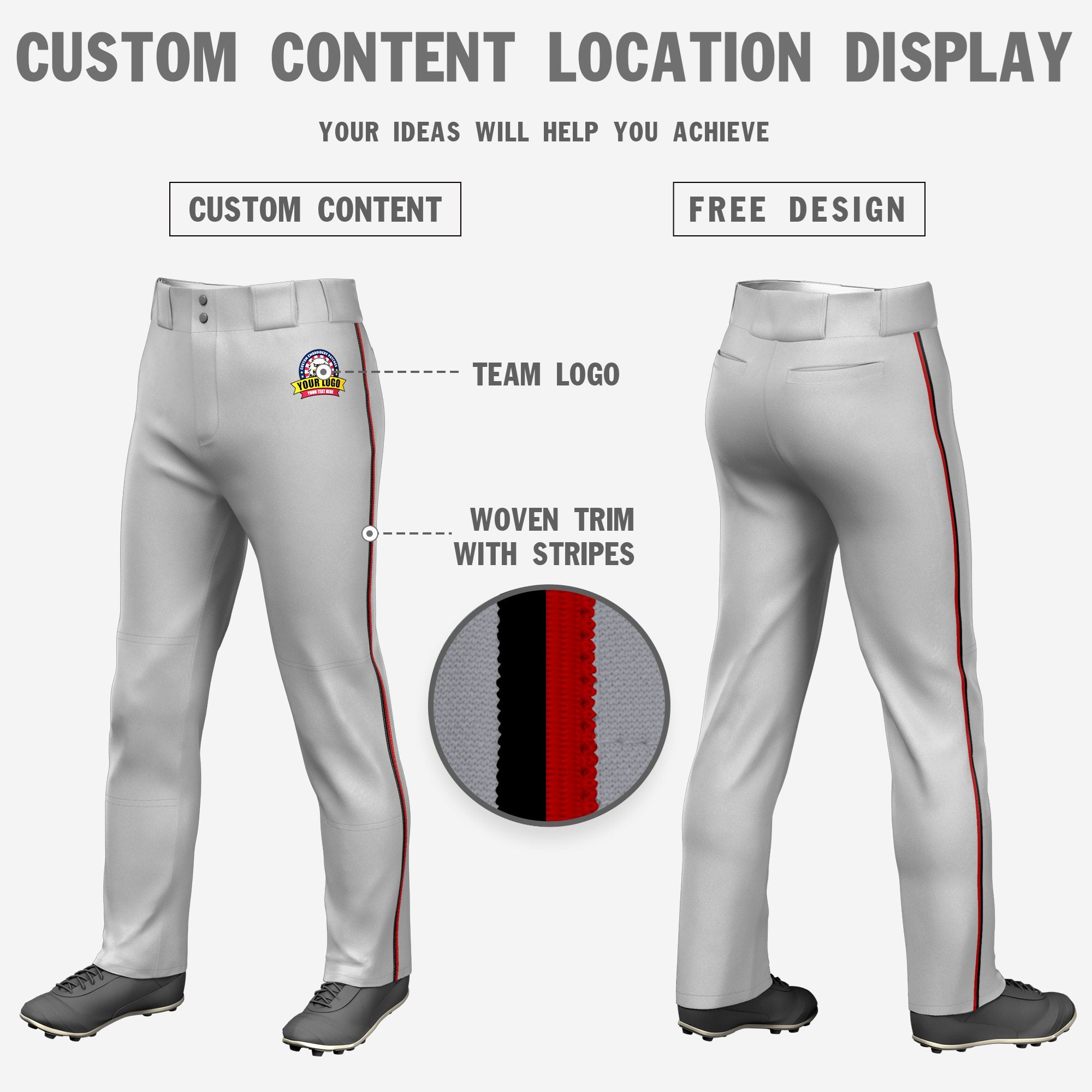 Custom Gray Black-Red Classic Fit Stretch Practice Loose-fit Baseball