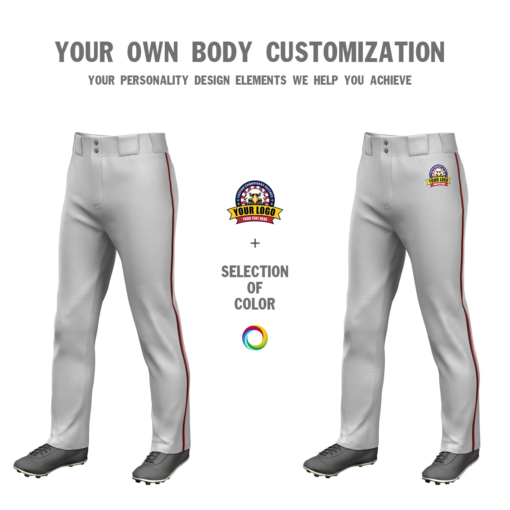 Custom Gray Black-Red Classic Fit Stretch Practice Loose-fit Baseball