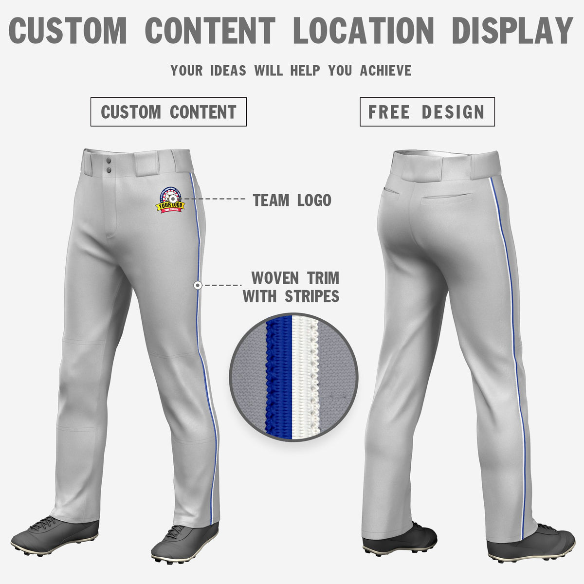 Custom Gray Royal Blue-White Classic Fit Stretch Practice Loose-fit Baseball