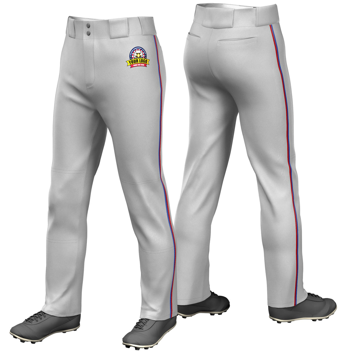 Custom Gray Royal Blue-Red Classic Fit Stretch Practice Loose-fit Baseball